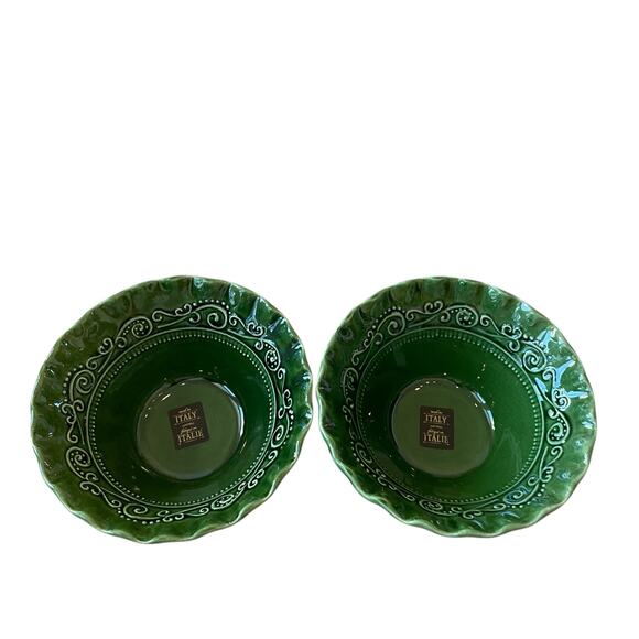 (2)  Maioliche Jessica Made in Italy Salad Bowls 7" Christmas Holiday Green NEW - Picture 13 of 15